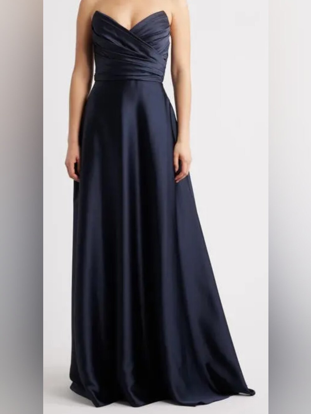 Amsale Strapless Satin Gown